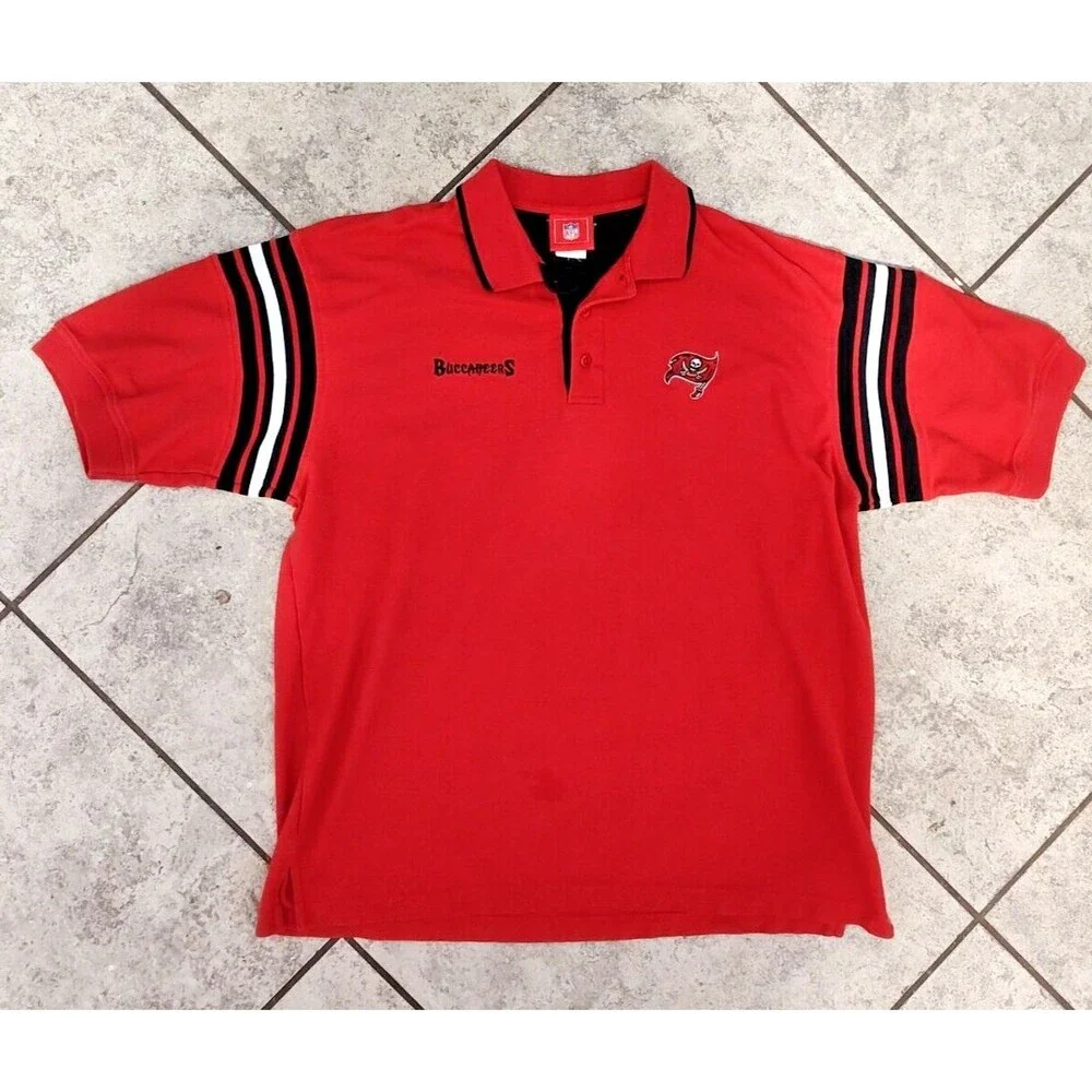 Vintage Tampa Bay Buccaneeers Polo Shirt Adult XLarge Red Black White NFL - Picture 4 of 16